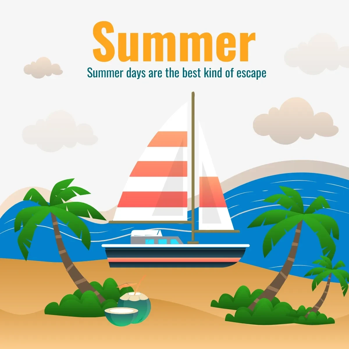 Free Summer Clip Art Template to Edit Online