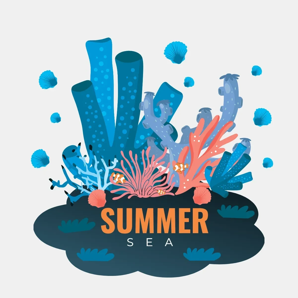 Free Summer Sea Clip Art Template to Edit Online