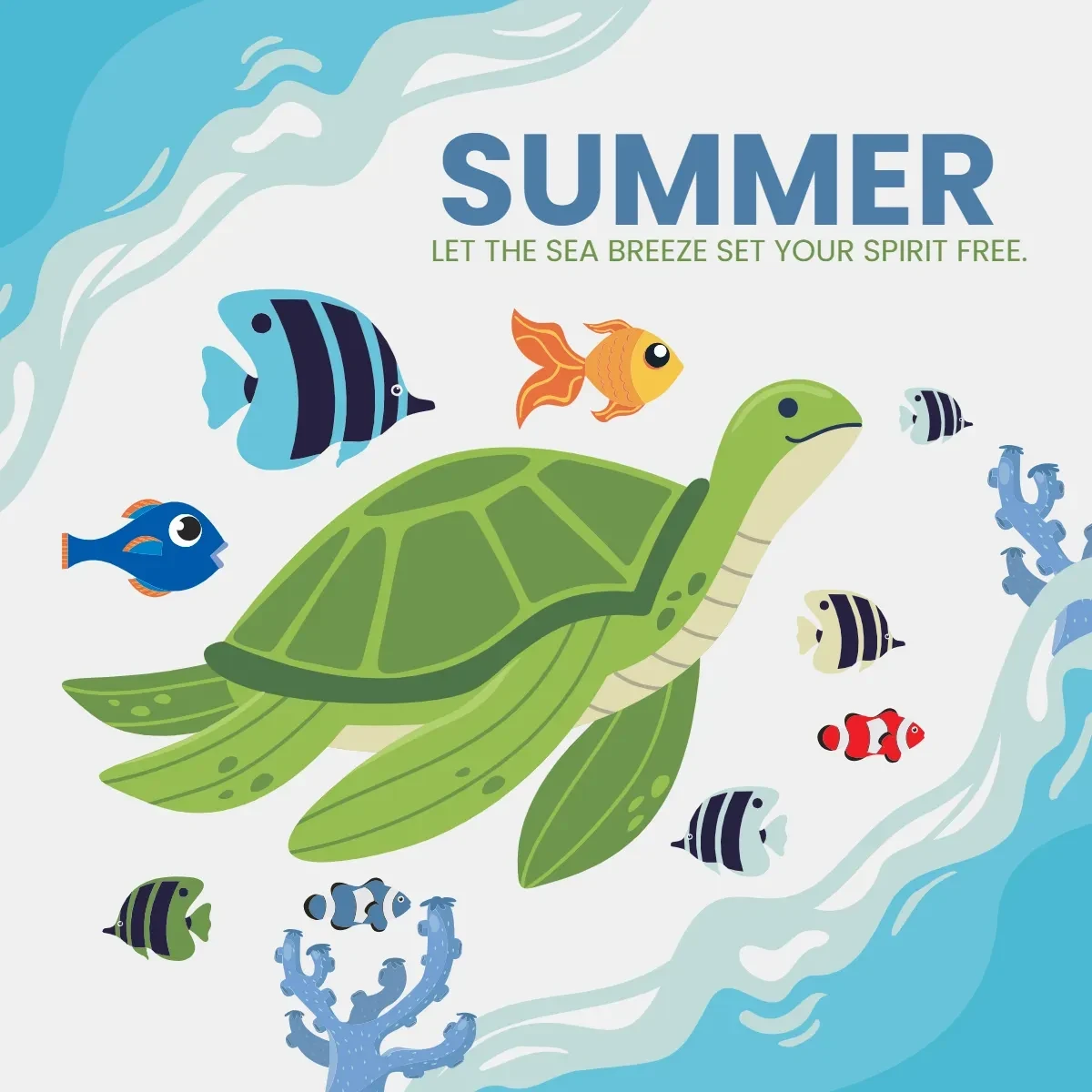 Free Summer Animals Clip Art Template to Edit Online