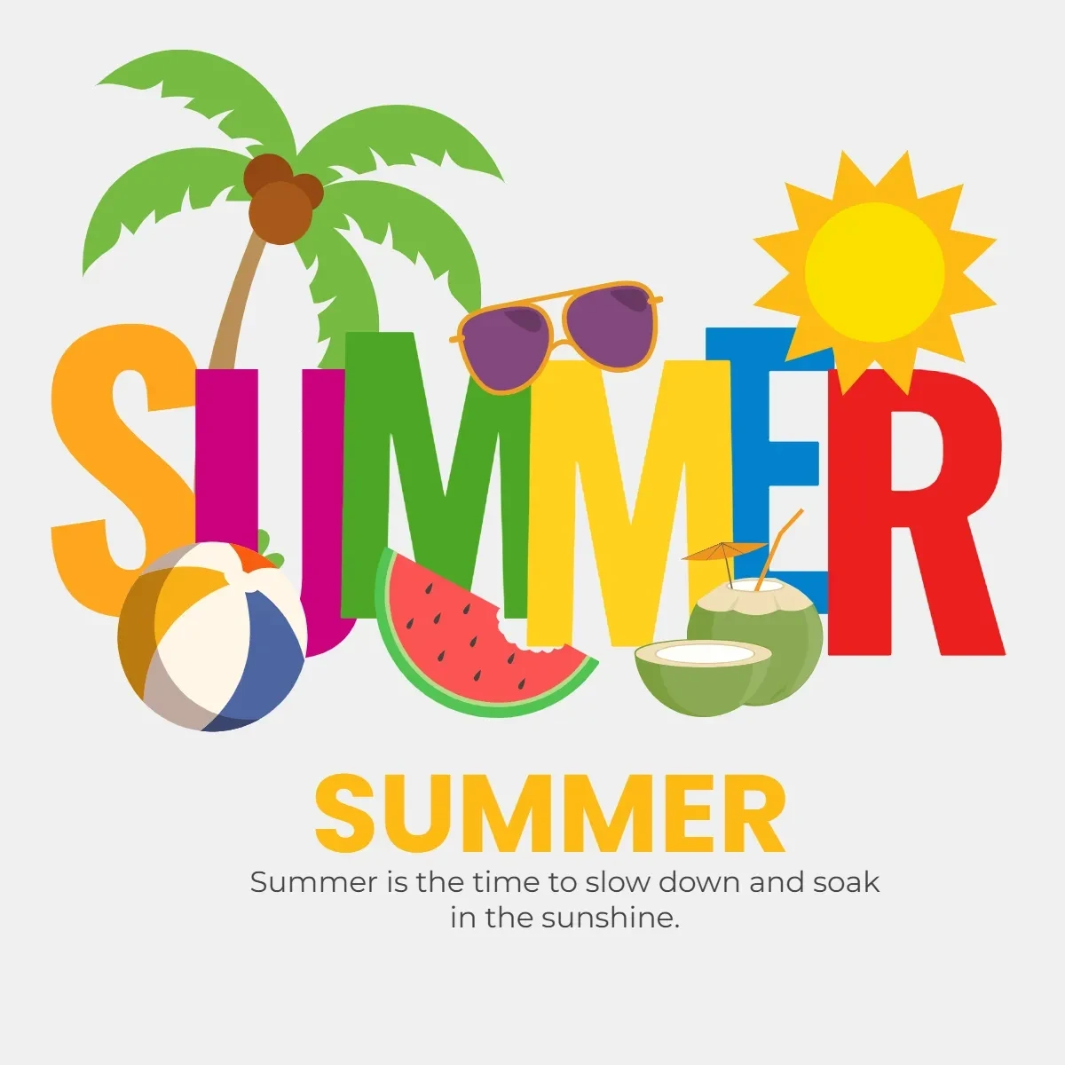 Free Summer Word Clip Art Template to Edit Online