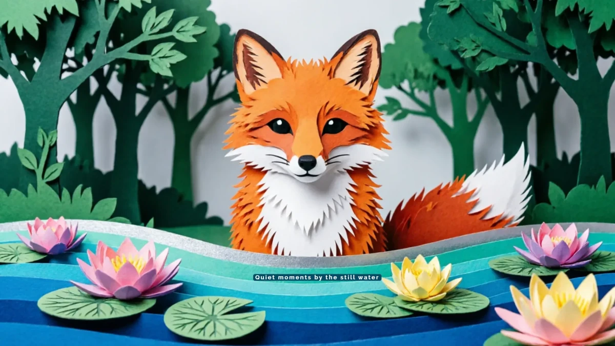 Free Fox in the Pond Paper Cut Background Template to Edit Online