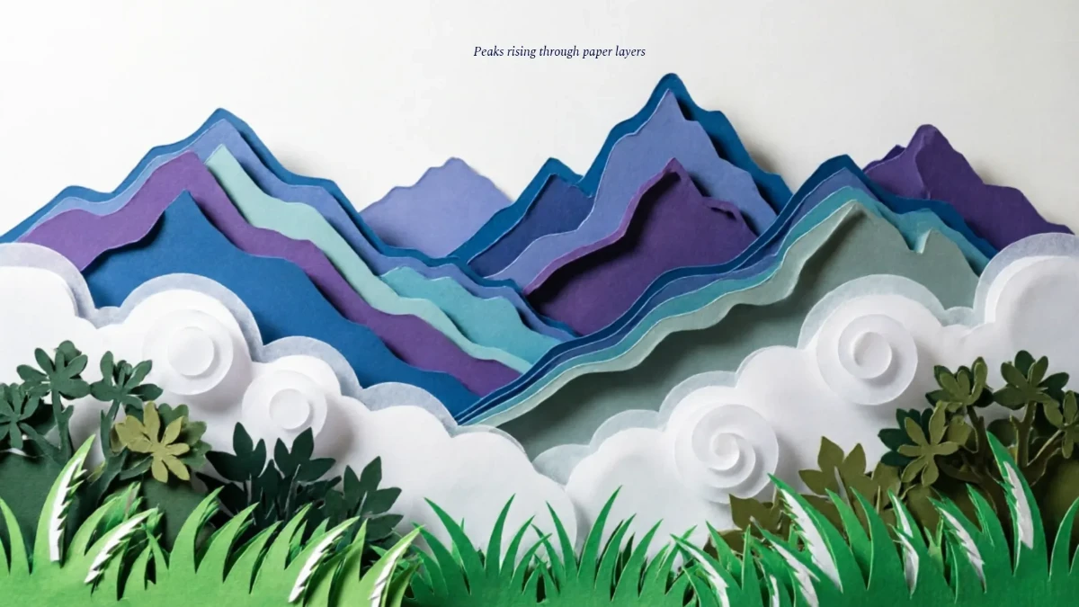 Free Paper Cut Mountain Scene Background Template to Edit Online