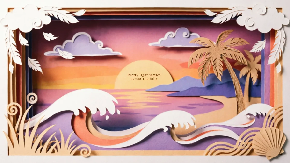 Free Sunset Landscape Paper Cut Template to Edit Online