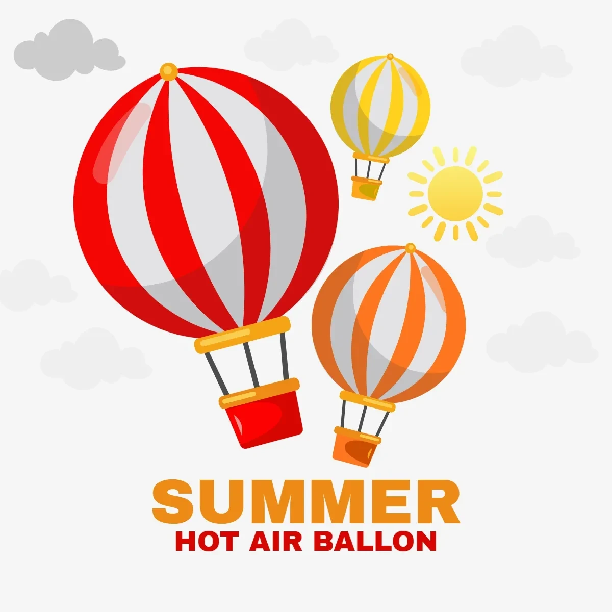 Free Summer Hot Air Balloon Clip Art Template to Edit Online