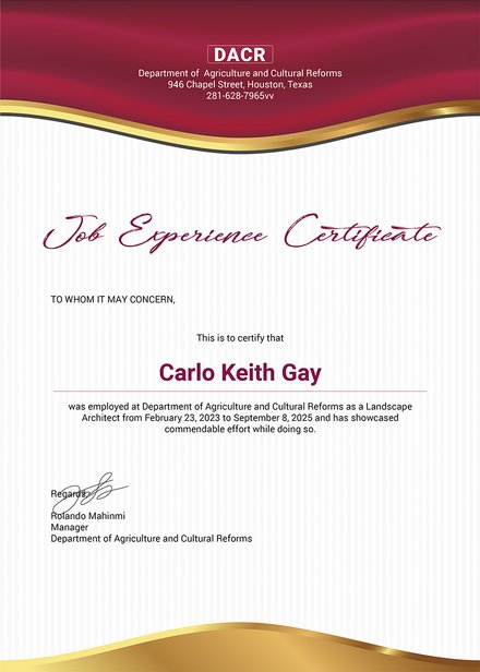 Free Job Experience Certificate Template: Download 200 ...