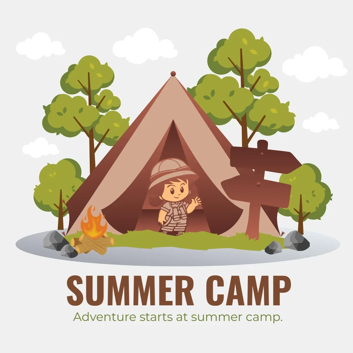 Free Summer Camp Clip Art Template to Edit Online