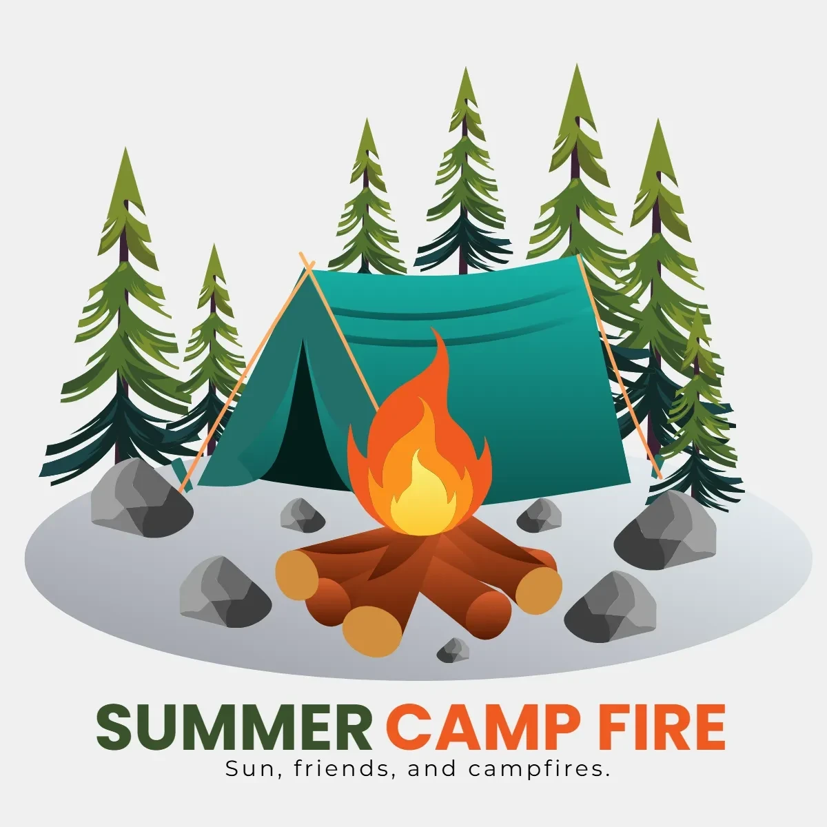 Free Summer Camp Fire Clip Art Template to Edit Online