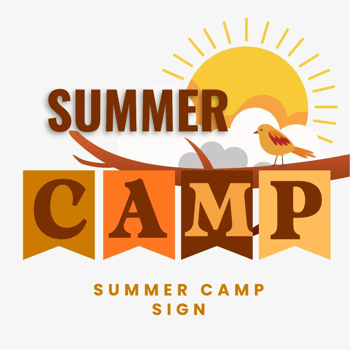 Free Summer Camp Sign Clip Art Template to Edit Online