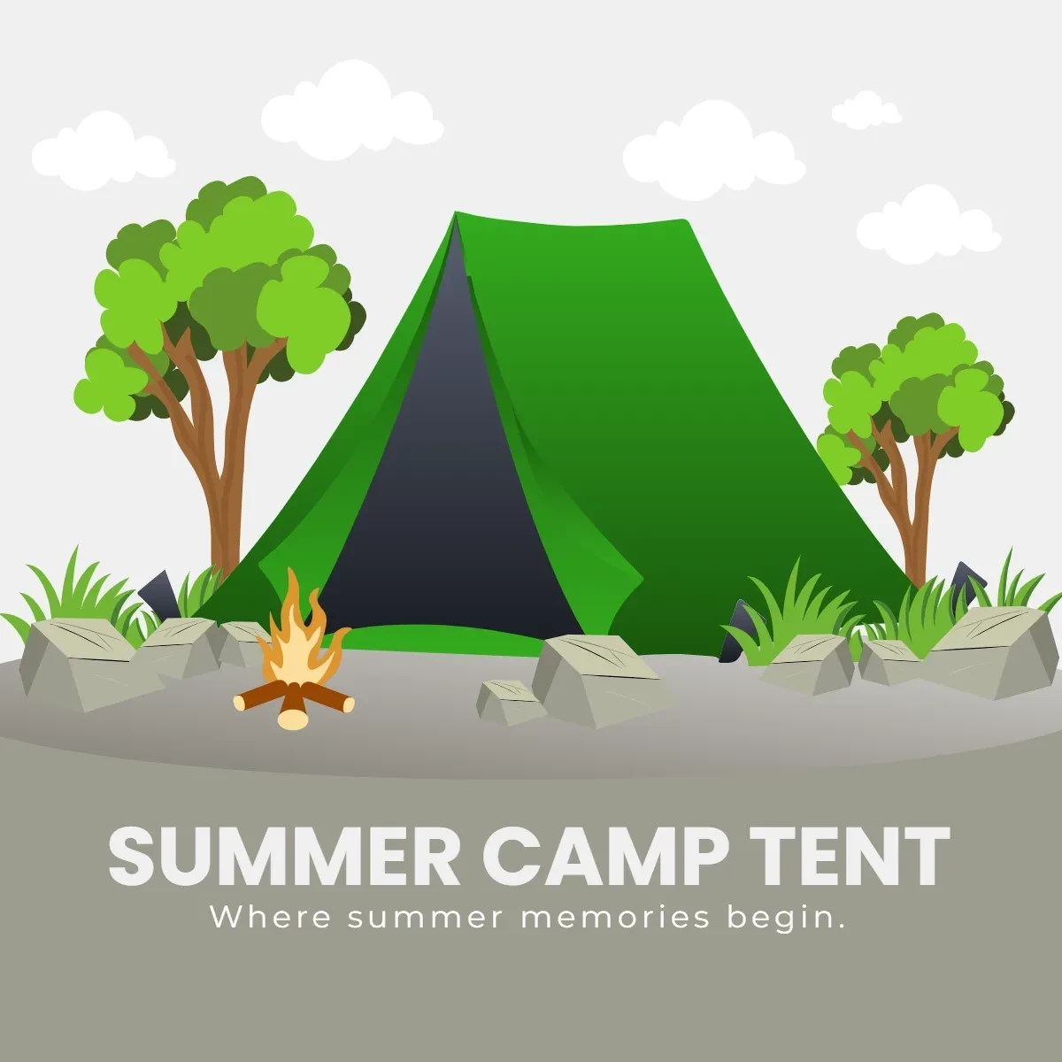 Free Summer Camp Tent Clip Art Template to Edit Online