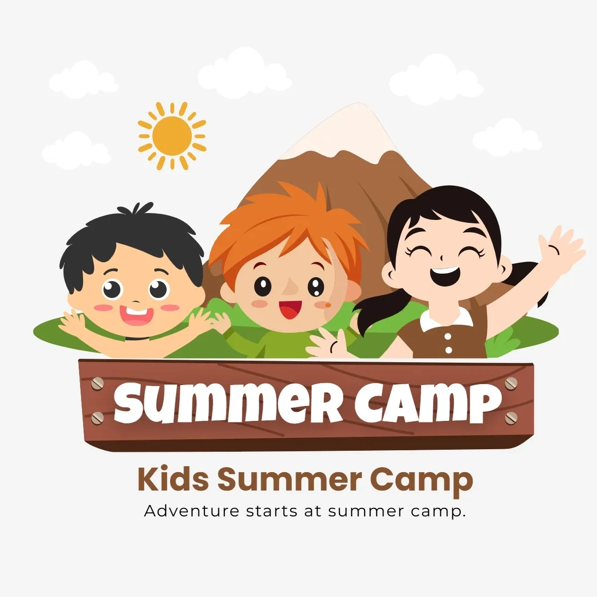 Free Kids Summer Camp Clip Art Template to Edit Online