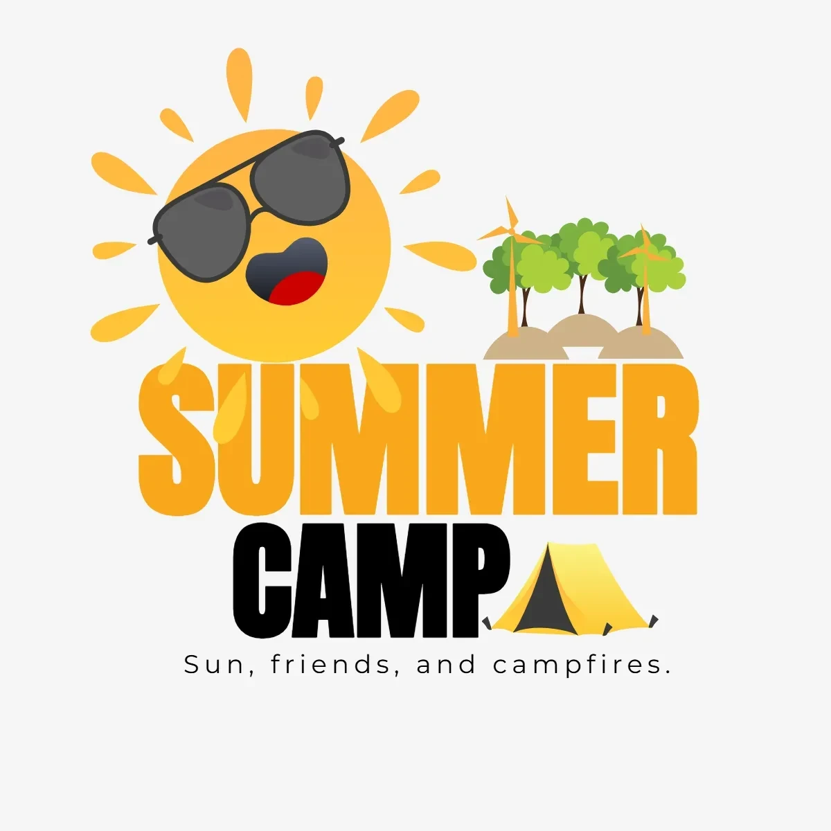 Free Summer Camp With Sun Clip Art Template to Edit Online