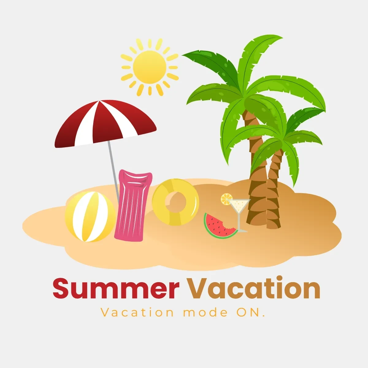 Free Summer Vacation Clip Art Template to Edit Online