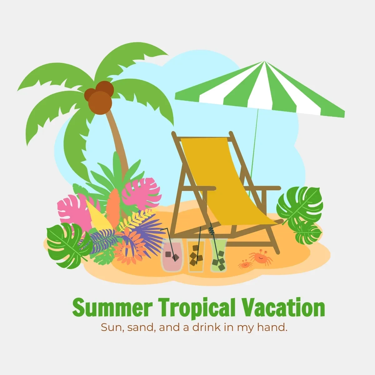 Free Summer Tropical Vacation Clip Art Template to Edit Online