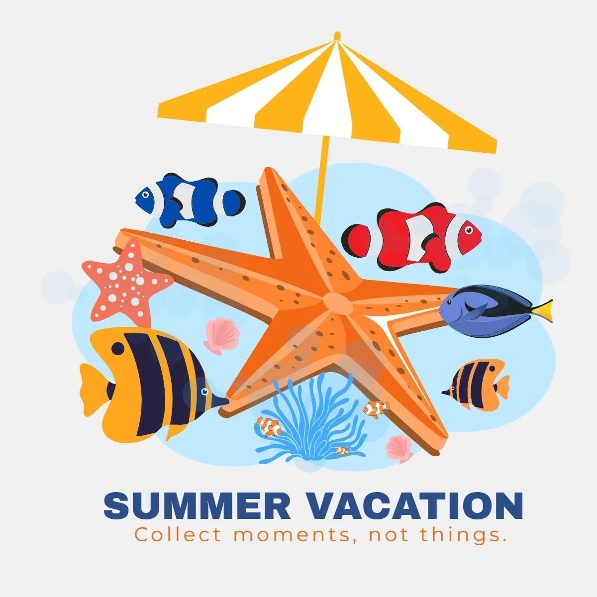 Free Summer Vacation Fish Clip Art Template to Edit Online