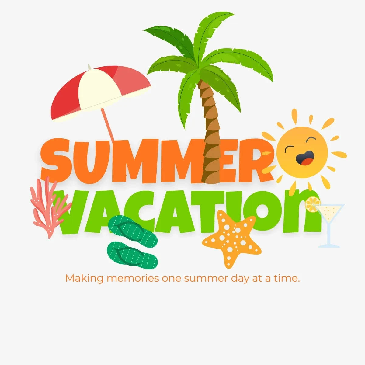 Free Summer Vacation Letters Clip Art Template to Edit Online
