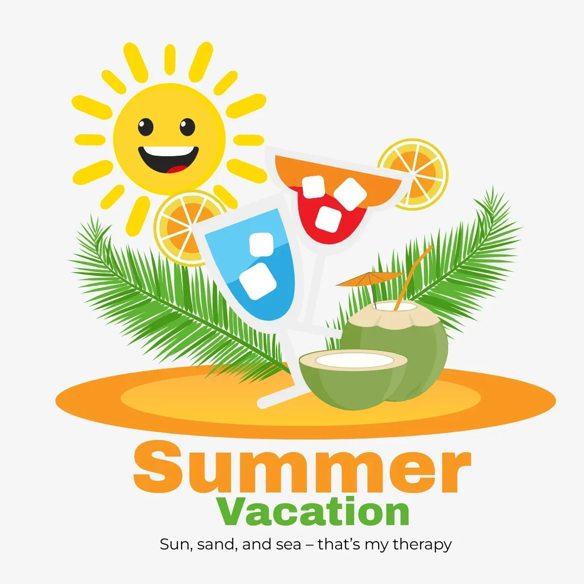Free Summer Vacation Fun Clip Art Template to Edit Online