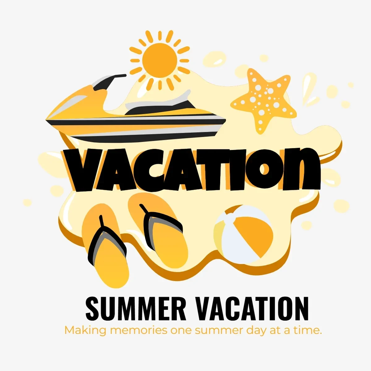 Free Summer Vacation Event Clip Art Template to Edit Online