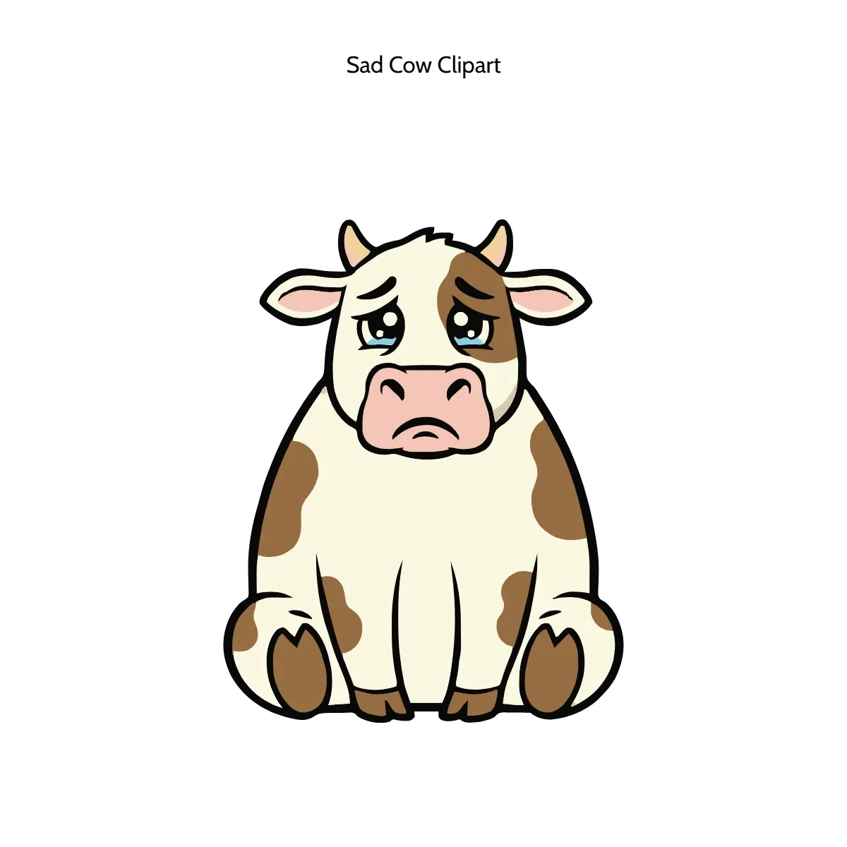 Free Sad Cow Vector Clipart (PNG, SVG) to Edit Online