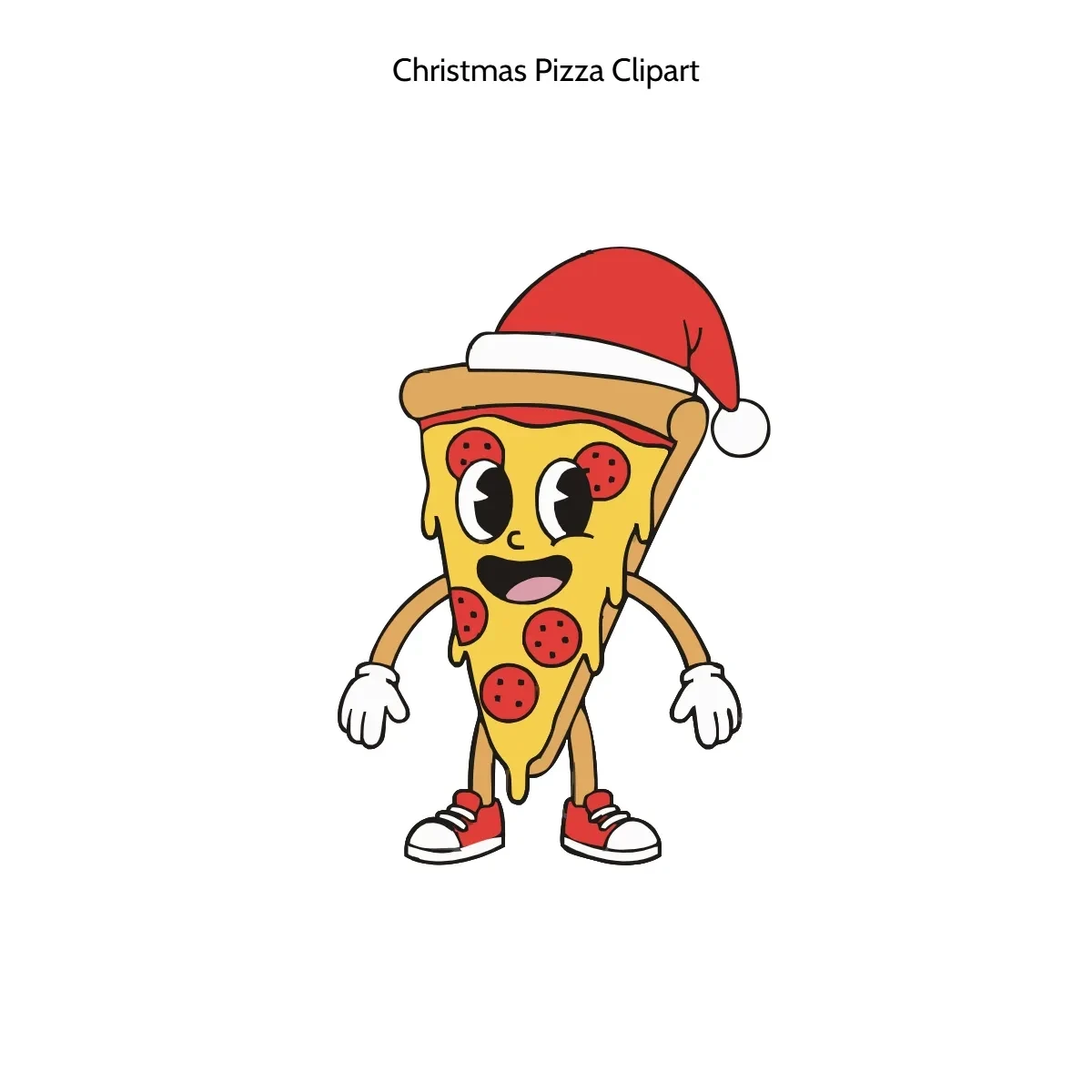 Free Christmas Pizza Cartoon Vector Clipart (PNG, SVG) to Edit Online