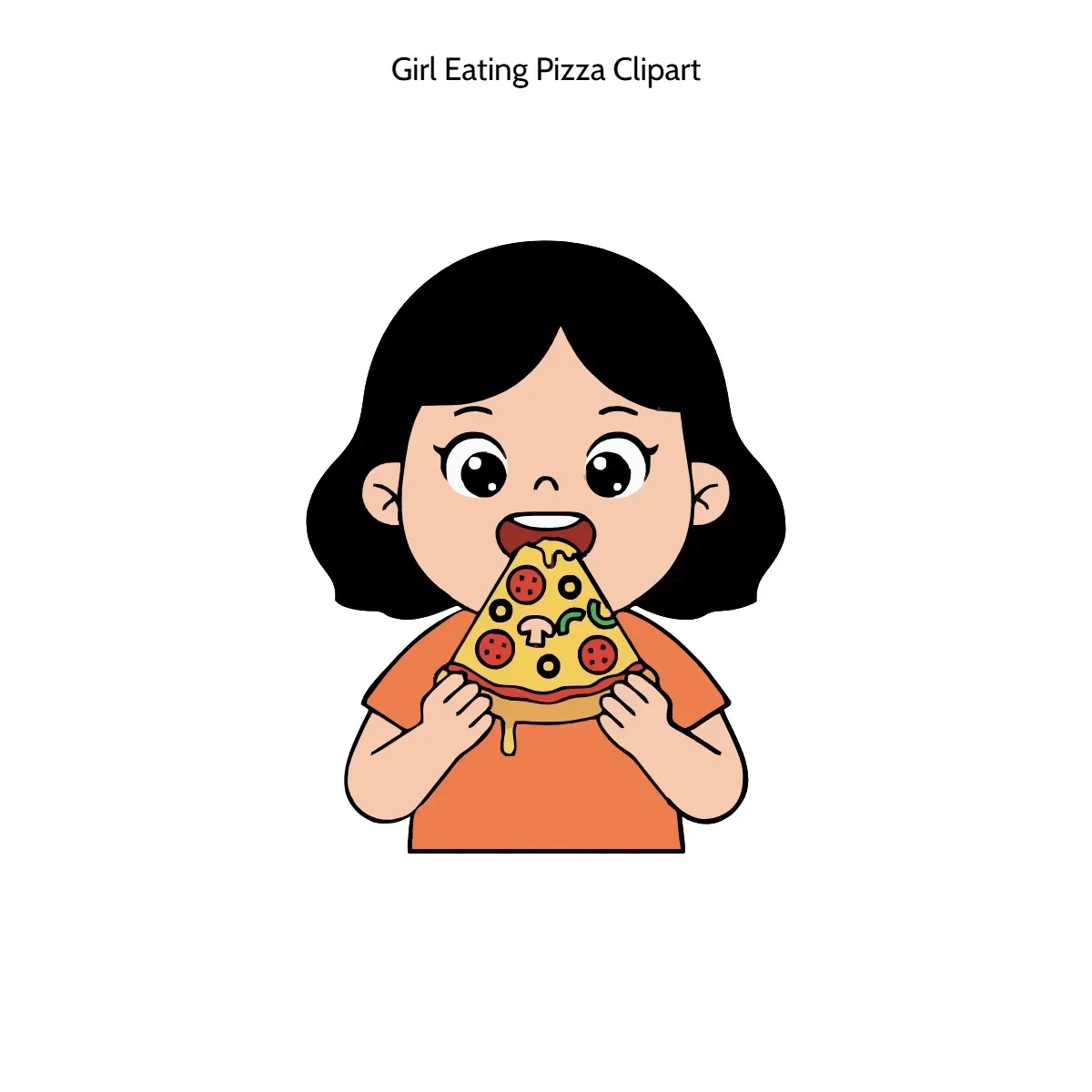 Free Girl Eating Pizza Clipart Template to Edit Online
