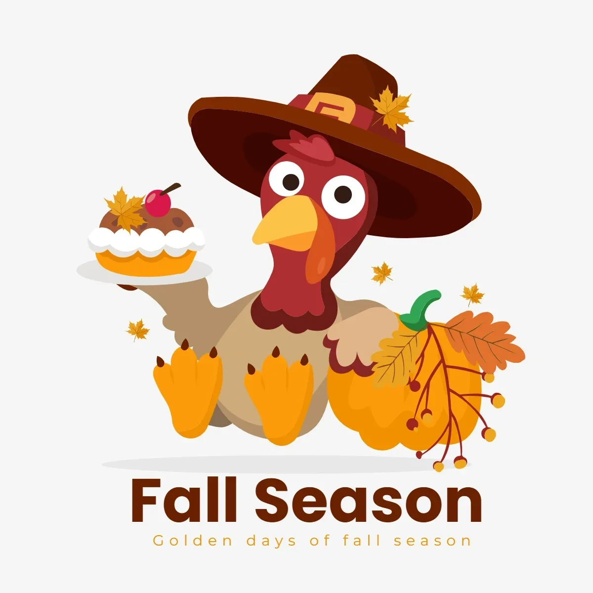 Free Fall Season Turkey Clip Art Template to Edit Online