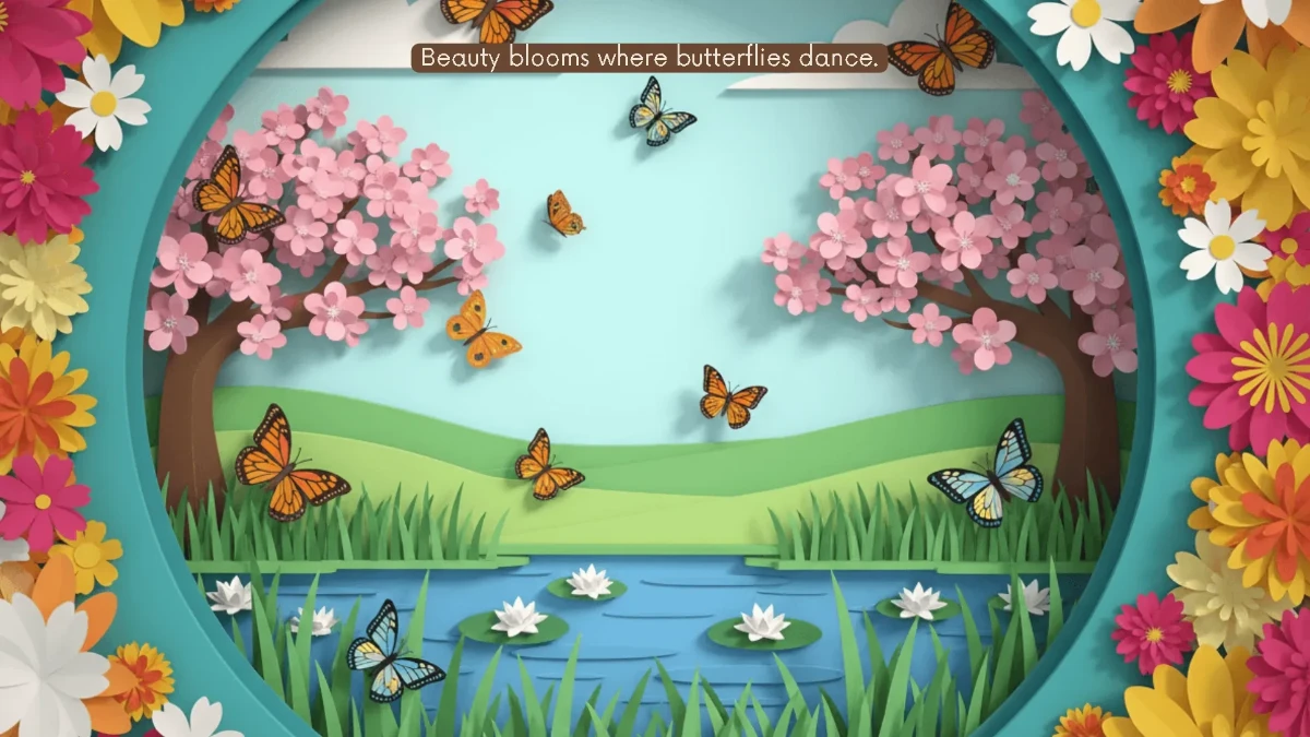 Free Butterfly Garden Paper Cut Template to Edit Online