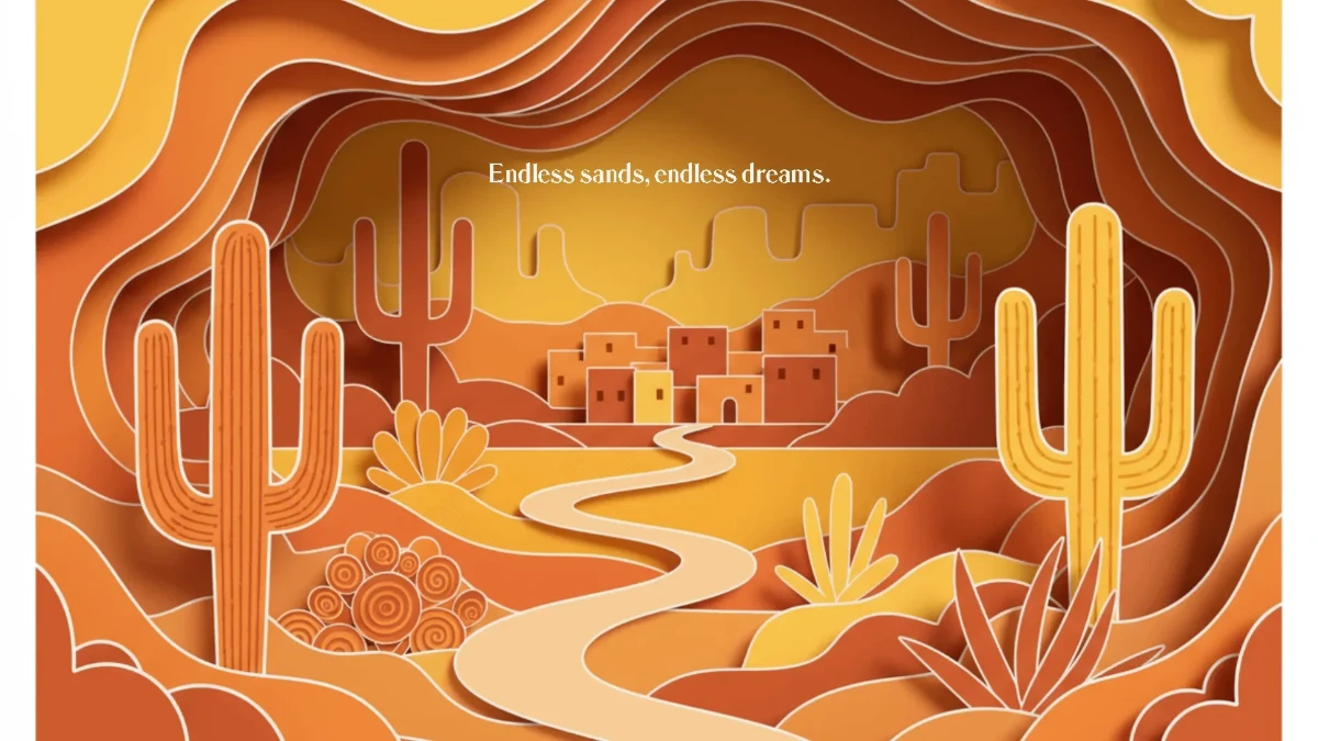 Free Paper Cut Desert Scene Background Template to Edit Online