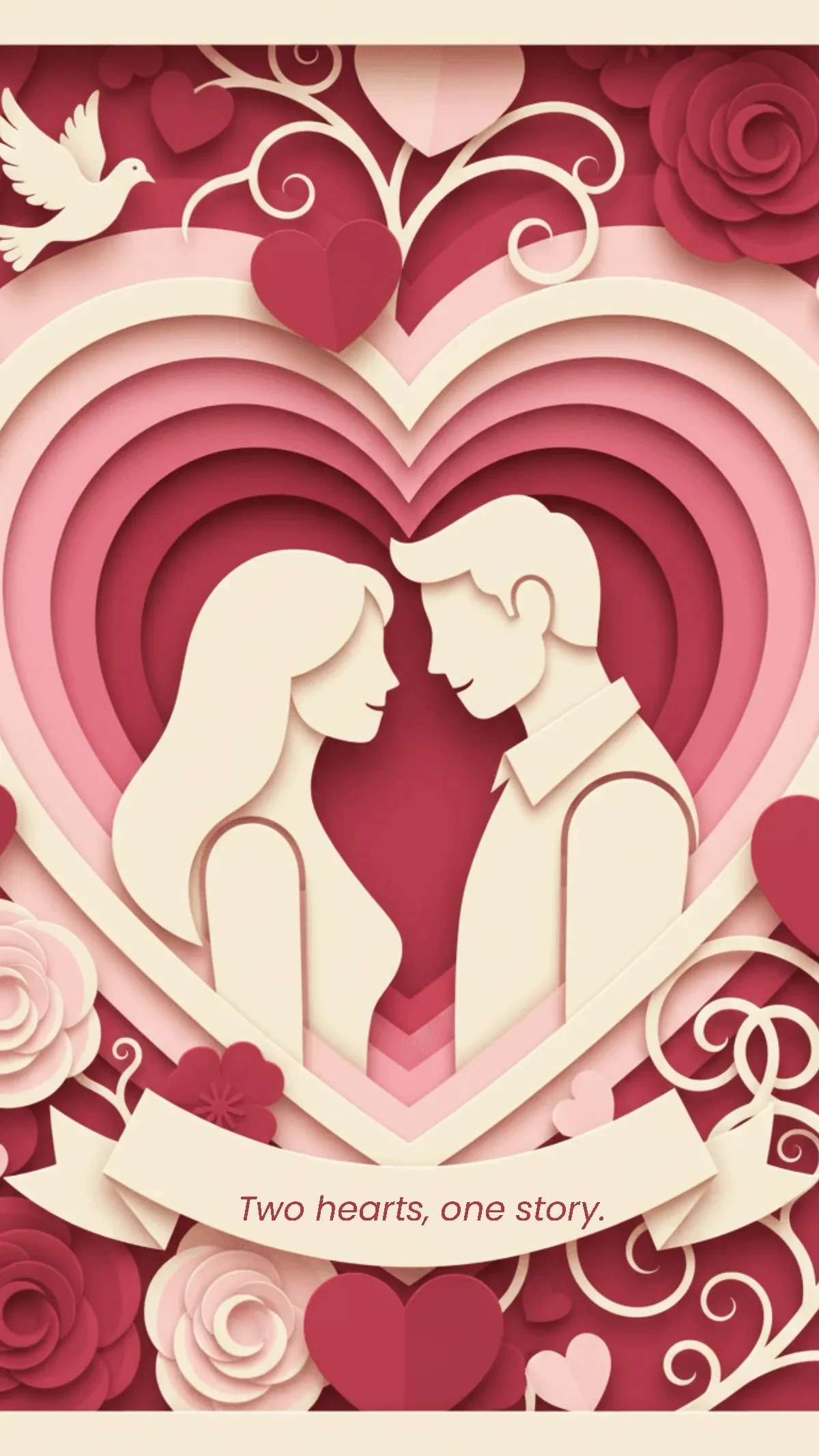 Free Love Theme Paper Cut Background Template to Edit Online