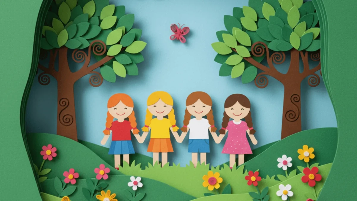 Free Kids Theme Paper Cut Background Template to Edit Online