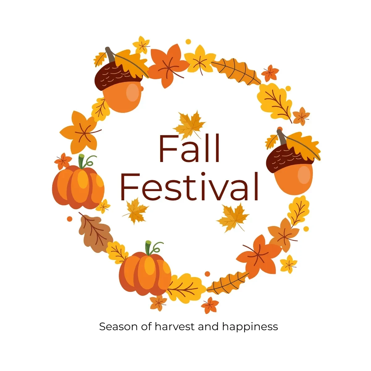 Free Fall Festival Circle Leaves Clip Art Template to Edit Online