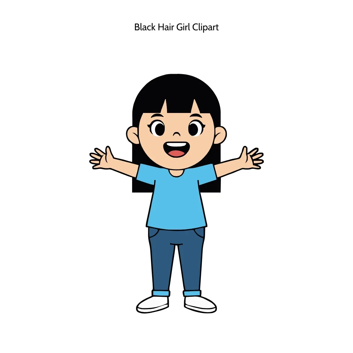 Free Black Hair Girl Vector Clipart (PNG, SVG) to Edit Online