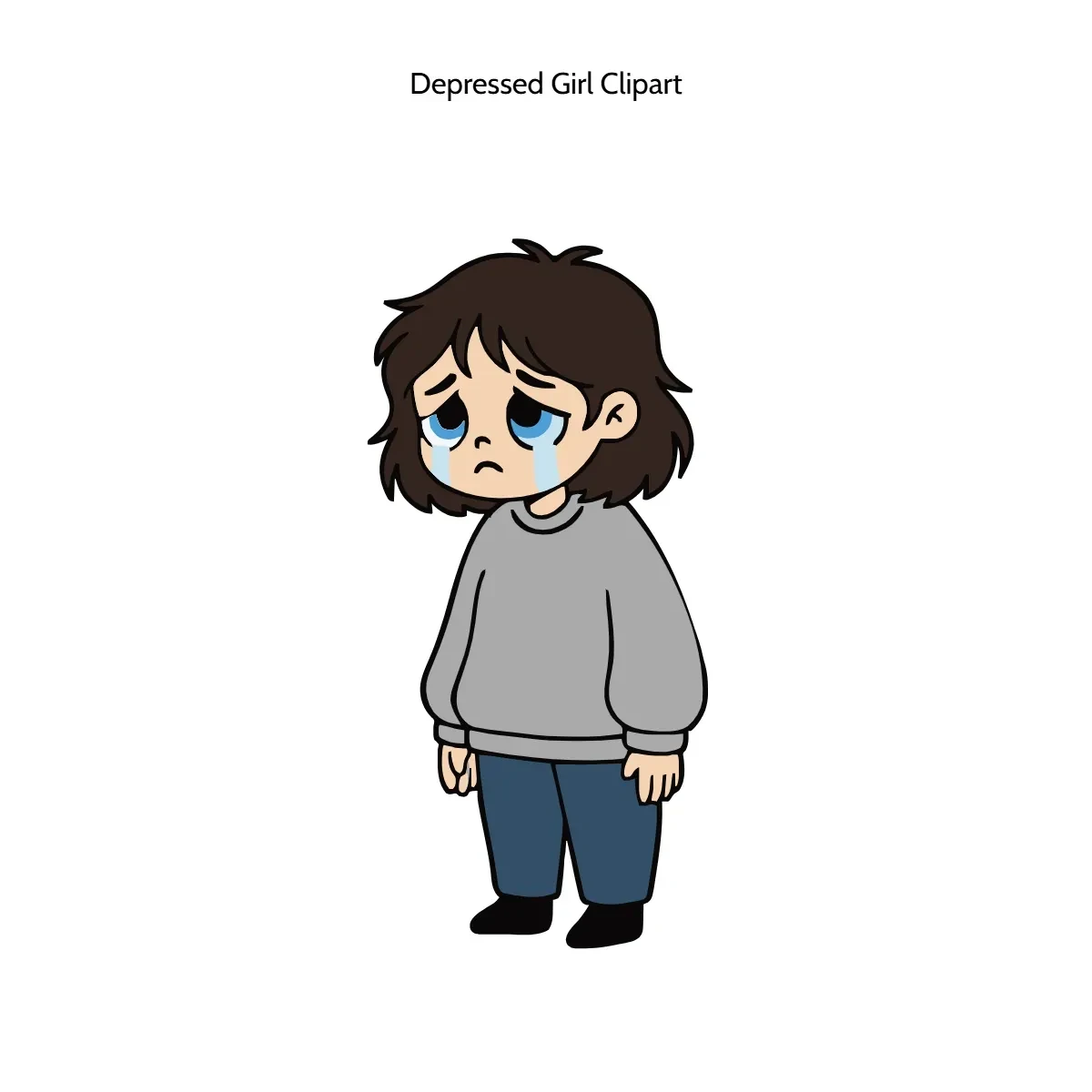 Free Depressed Girl Vector Clipart (PNG, SVG) to Edit Online