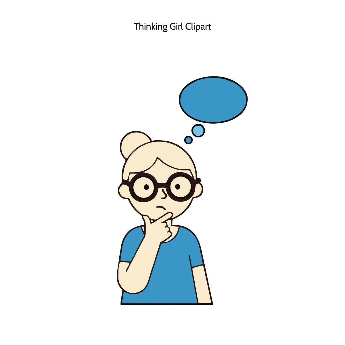 Free Thinking Girl Clipart Template to Edit Online