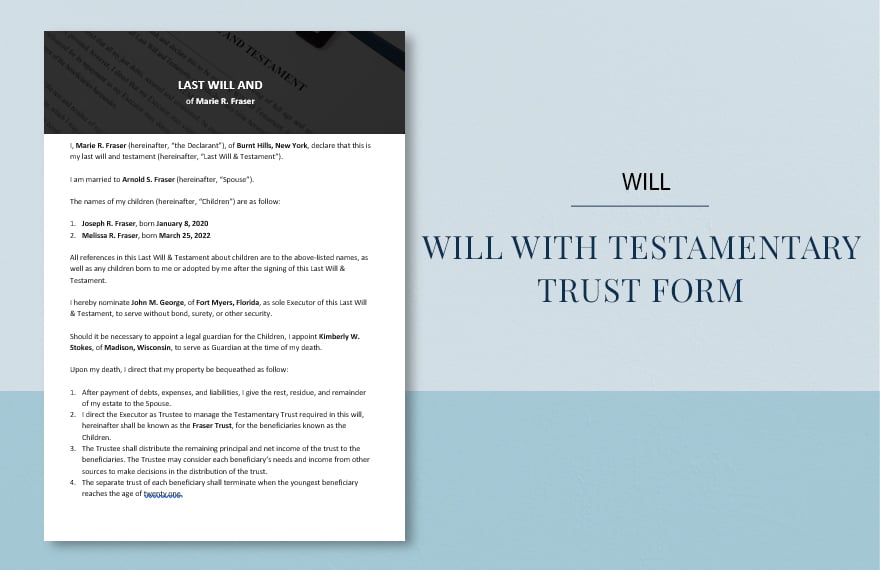 Will With Testamentary Trust Form Template