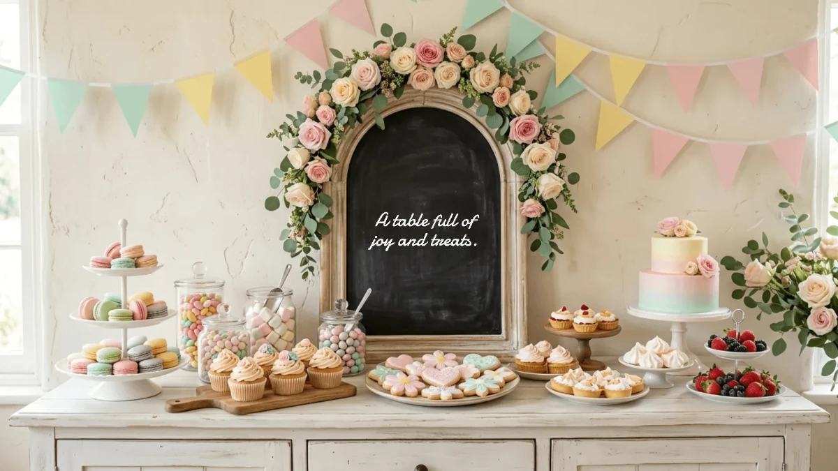 Free Pastel Dessert Table Background Template to Edit Online