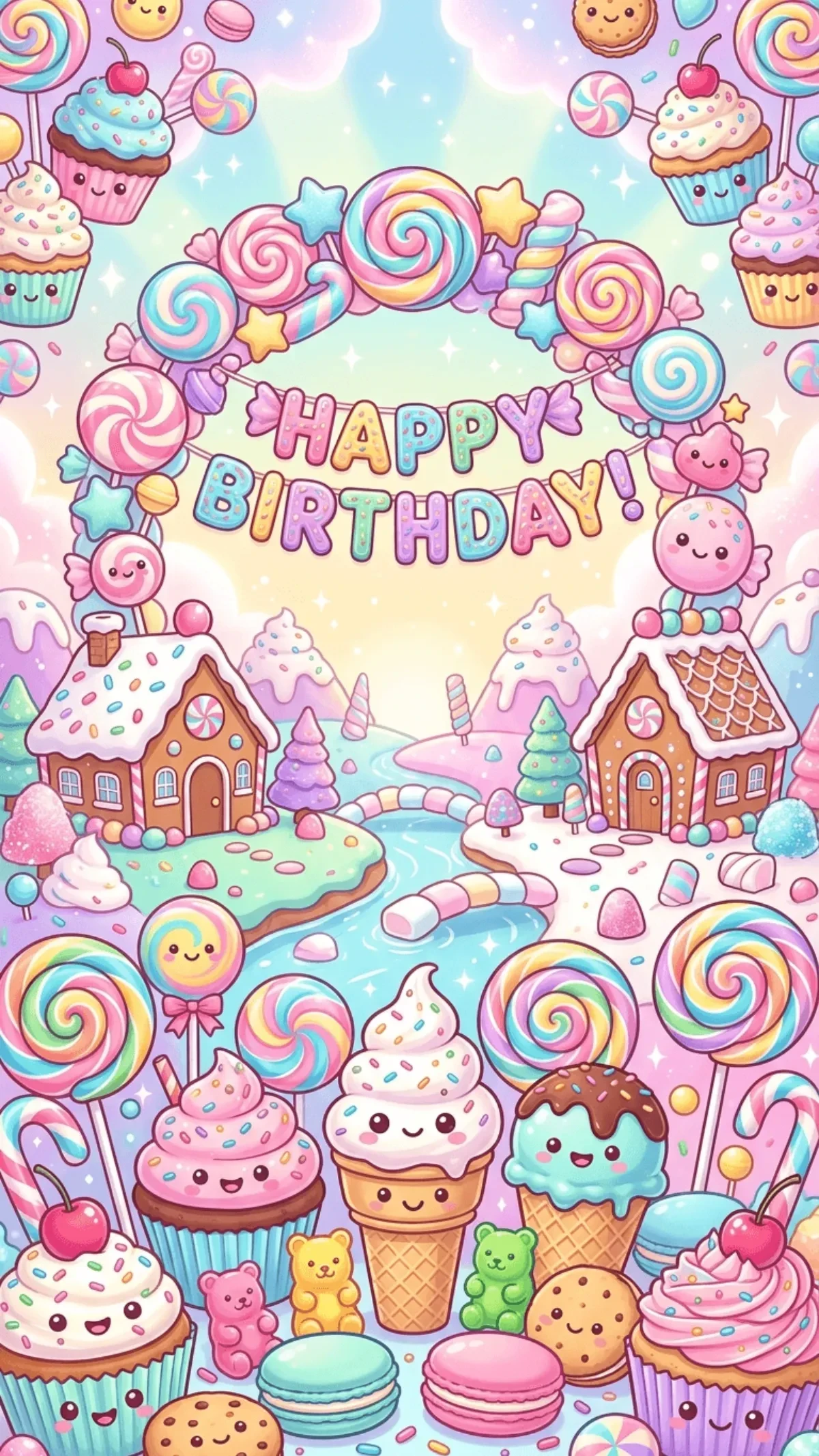 Free Kawaii Birthday Background Template to Edit Online