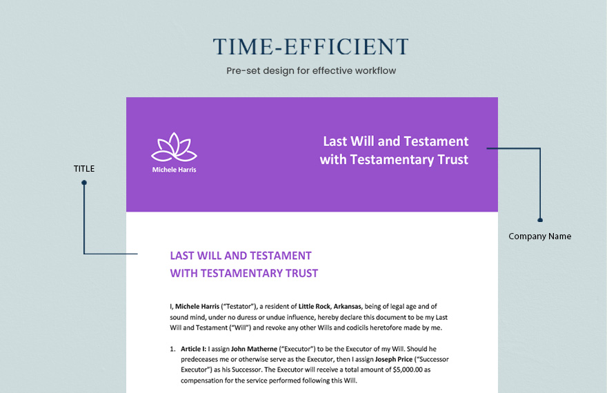 Last Will and Testament with Testamentary Trust Template