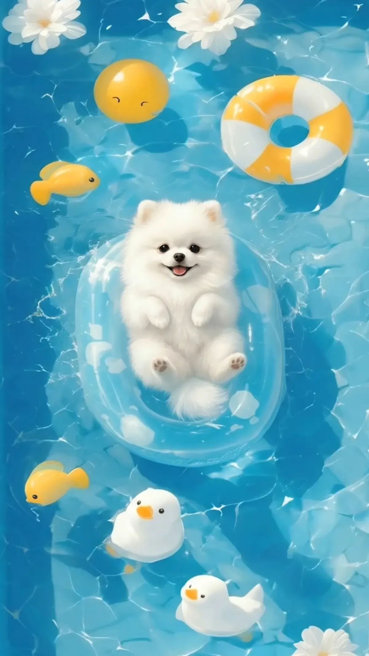 Free Blue Cute Puppy Wallpaper Template to Edit Online
