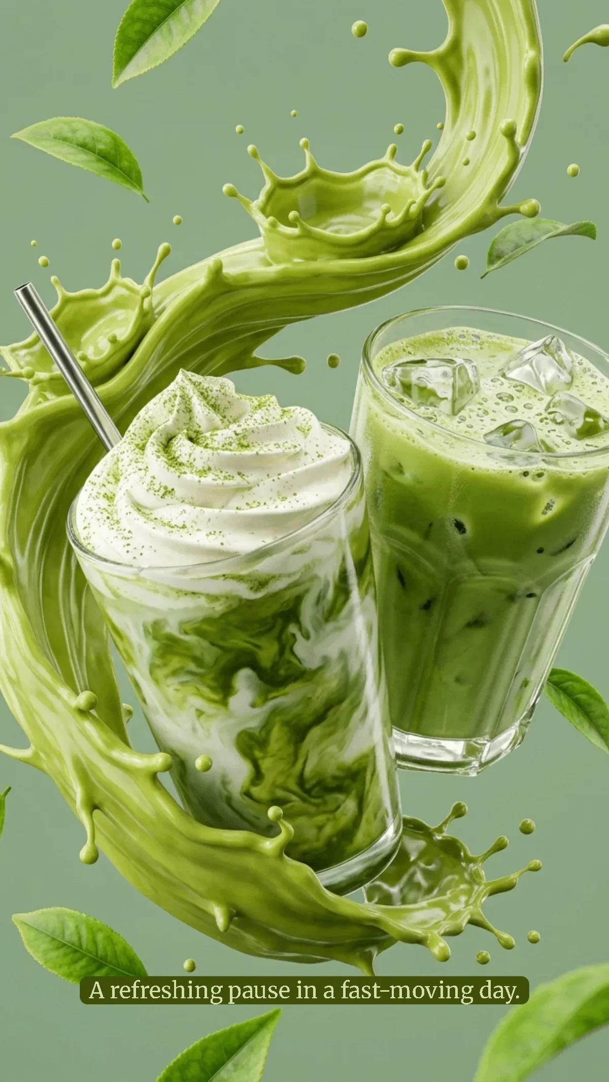 Free Iced Matcha Latte Background Template to Edit Online