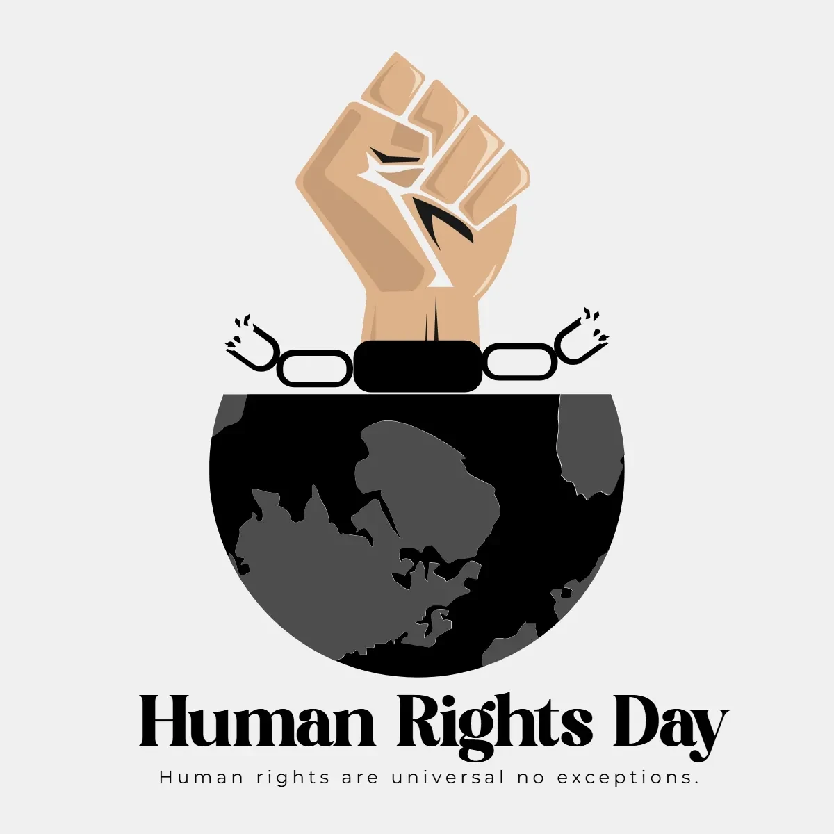 Free Human Rights Day Black Clip Art Template to Edit Online
