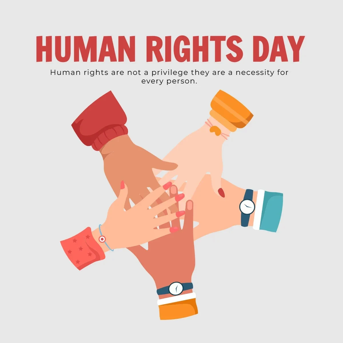Free Human Rights Day Hands Clip Art Template to Edit Online