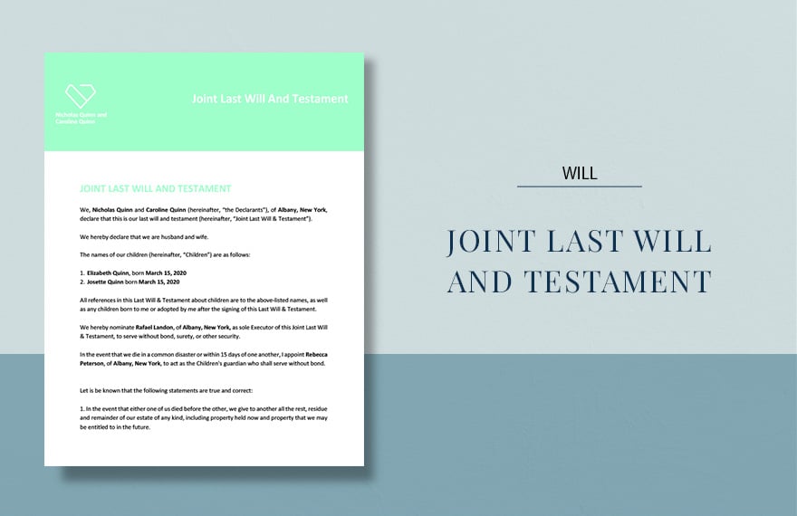 Joint Last Will And Testament Template