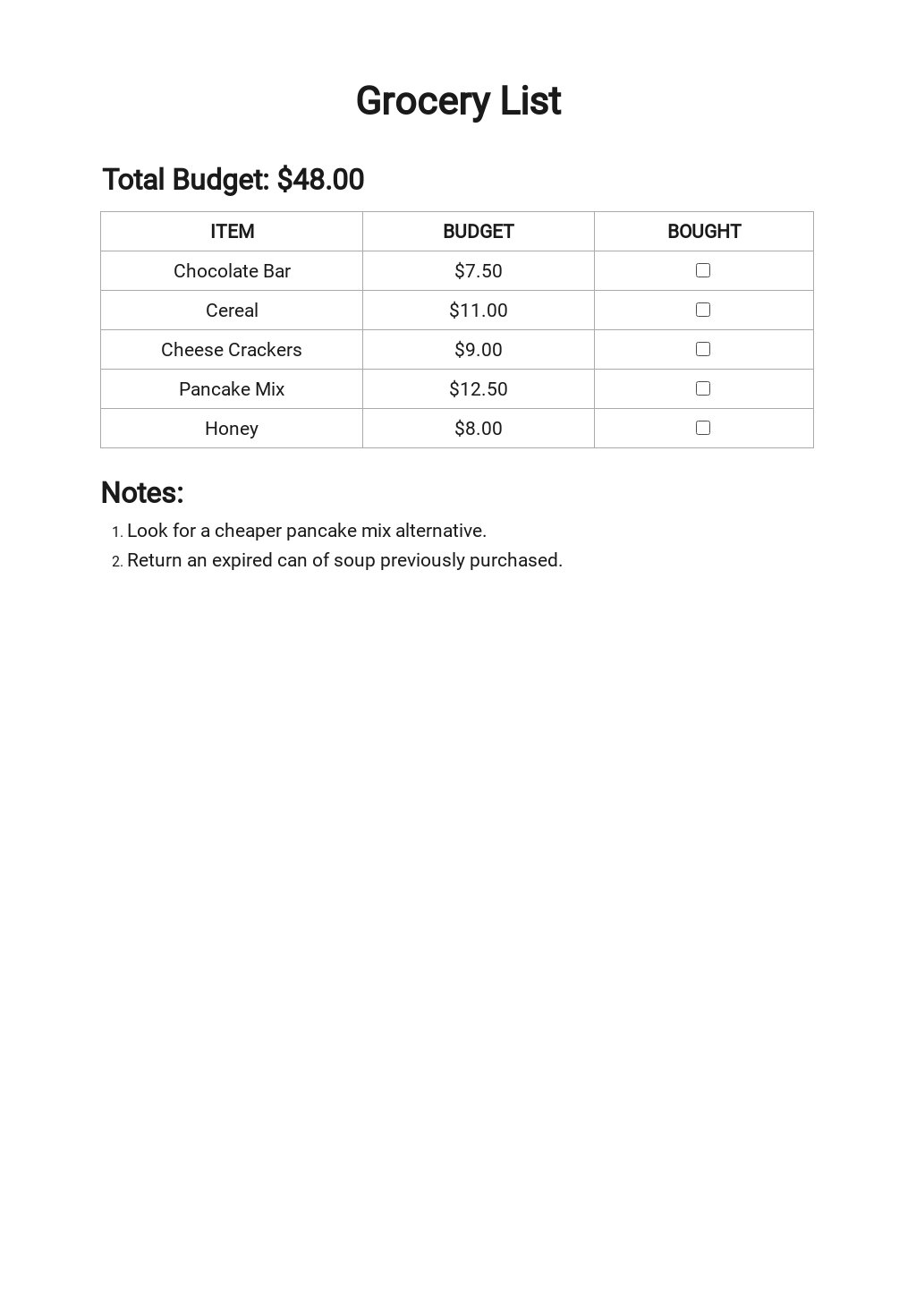 Free Grocery Shop Price List Template Google Docs, Word
