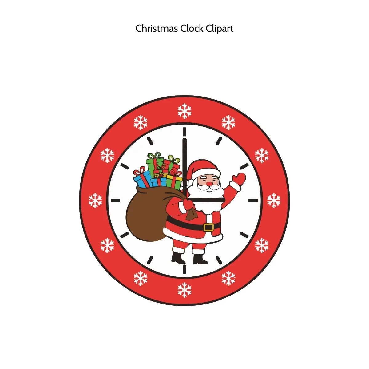 Free Christmas Clock Clipart Template to Edit Online