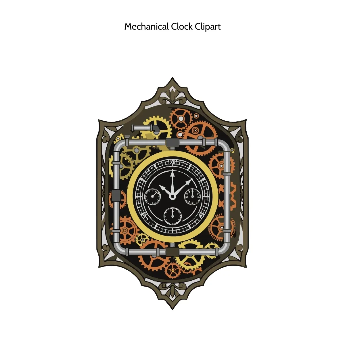 Free Mechanical Clock Clipart Template to Edit Online