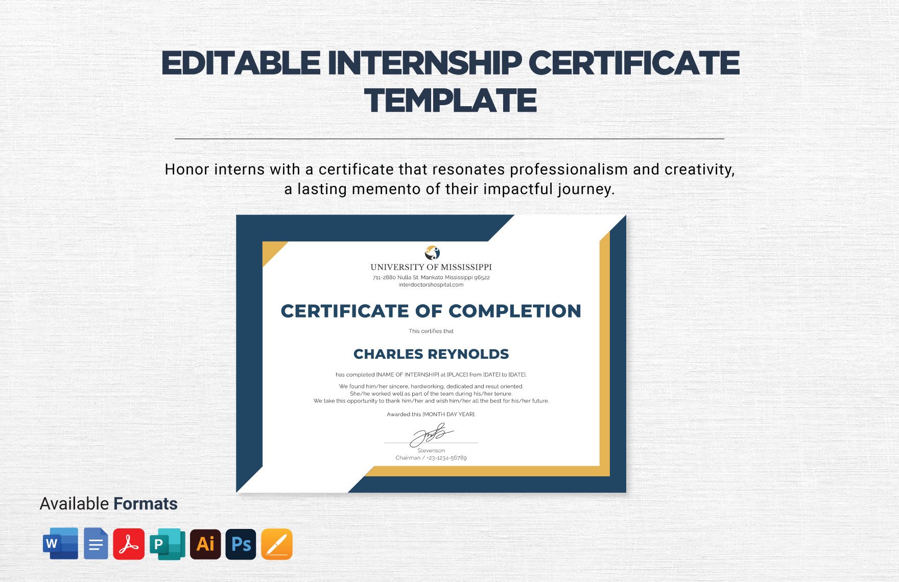 Editable Internship Certificate Template