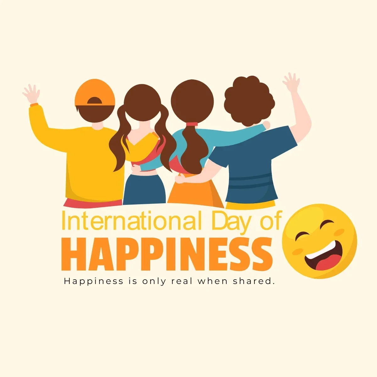 Free International Day of Happiness People Clip Art Template to Edit Online