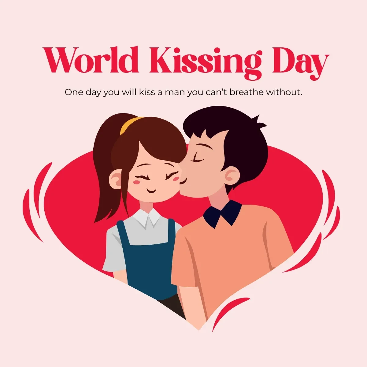 Free World Kissing Day Couple Clip Art Template to Edit Online