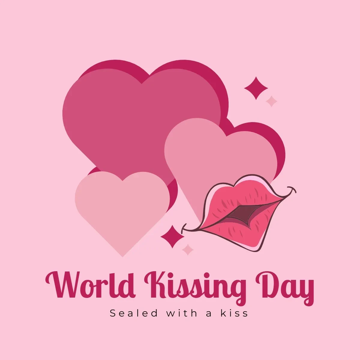 Free World Kissing Day Heart Clip Art Template to Edit Online