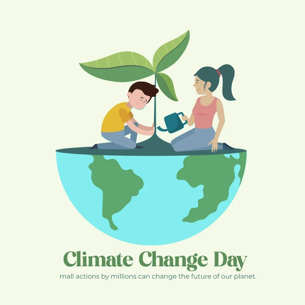 Free Climate Change Day Clip Art Template to Edit Online